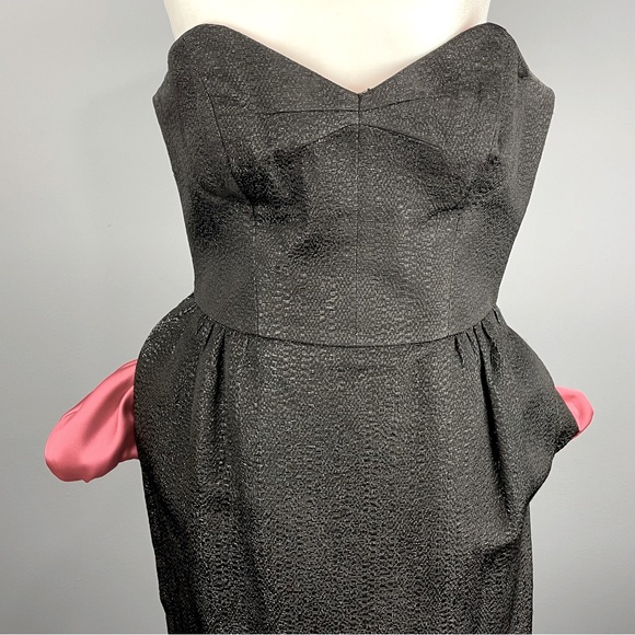 MILLY of New York Black Strapless Dress Size 2 shimmering with metallic thread - Picture 7 of 8